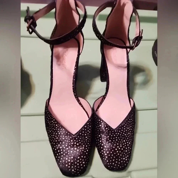 Madewell the Dove Sandal in Metallic Dot Calf Half Block High Heel Women's 10 - Picture 10 of 14